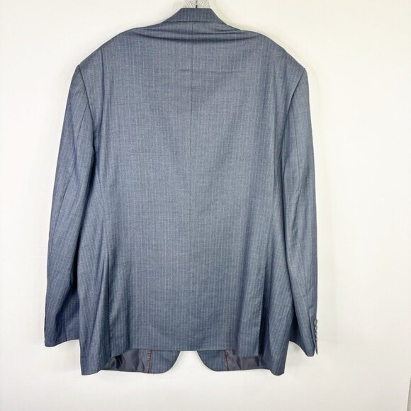 Giorgio Armani Mens Sport Coat Blazer 58 Blue Gray Pinstriped 100% WOOL Soft NEW - Picture 3 of 11
